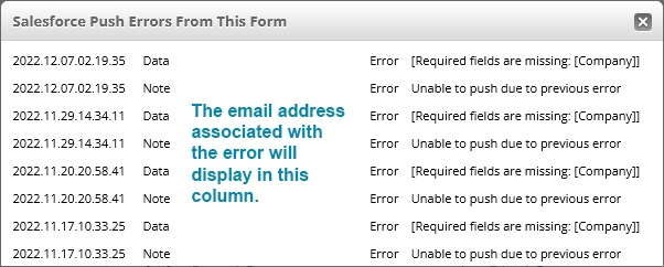 act-on form push errors sf