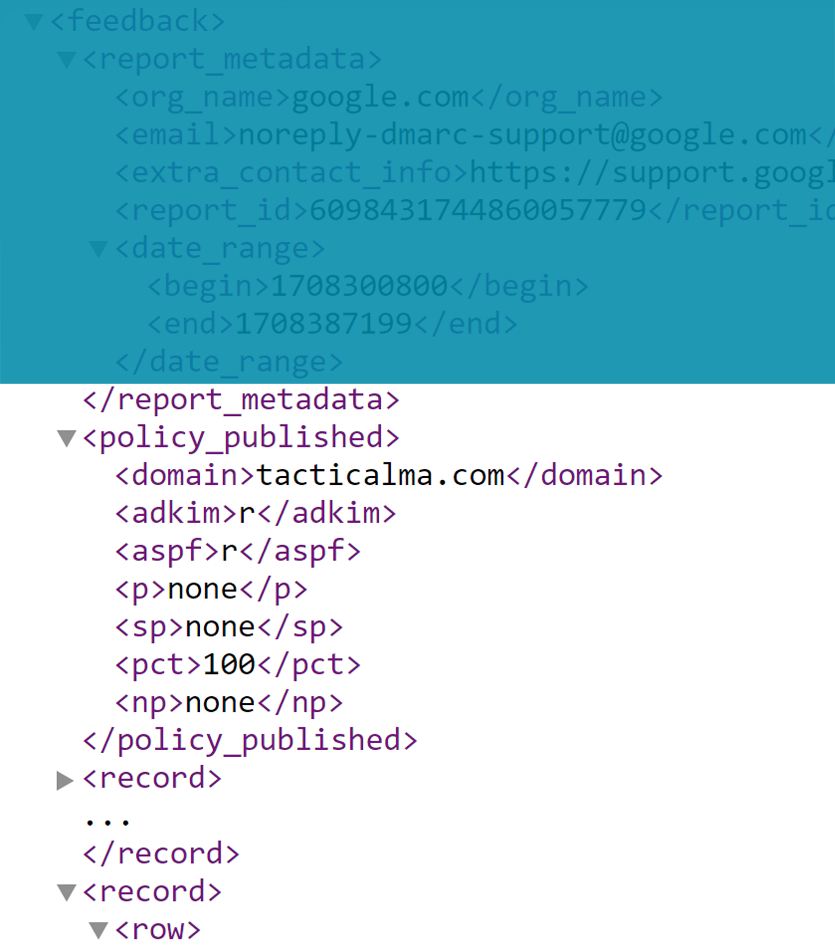 How do you read a DMARC report?